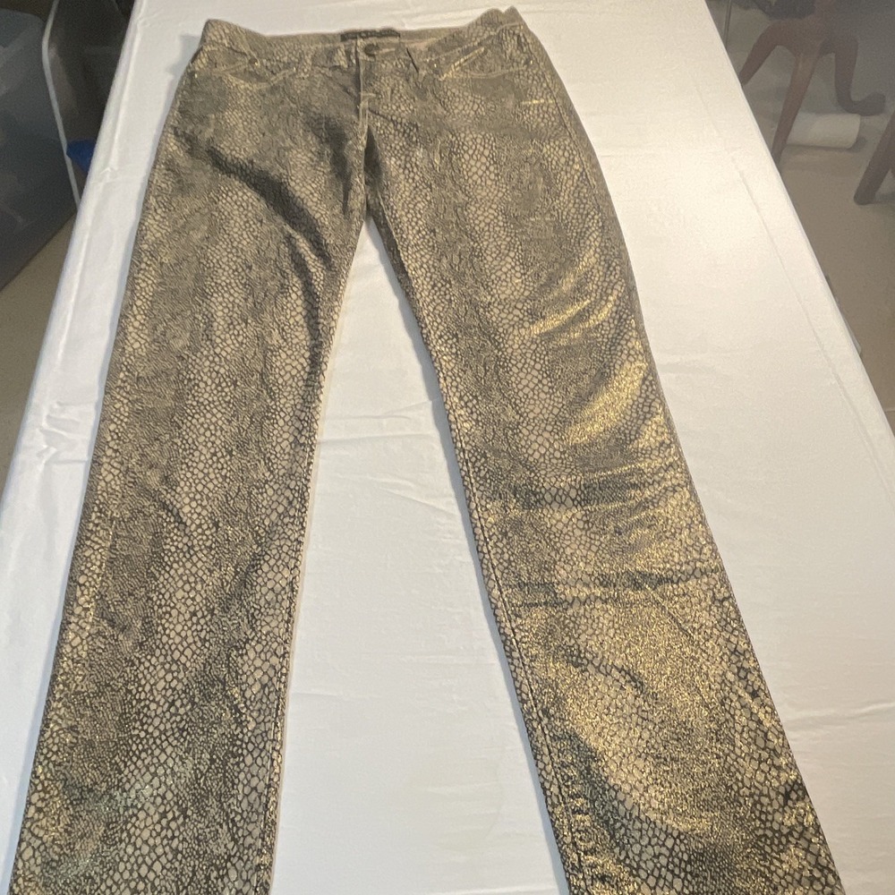 Rock & Republic Women's Metallic Snake Print Skinny Jeans Stretch Mid Rise 8